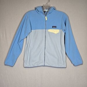 Patagonia Kids Micro D Snap-T Fleece Jacket Size 12/Large Blue Full Zip Hood